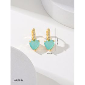 Fashion Multi-color Copper Earrings Studded With Zircon (Option: Lake Blue)