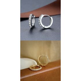 S925 Sterling Silver Needle Single Row Diamond Earrings For Women (Option: Suit)