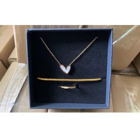 3pcs Golden Accessory Set, Featuring A Trio With A Gold Texture Necklace  Bracelet  Ring, An Elegant And Sophisticated Golden Ensemble (Option: Golden)