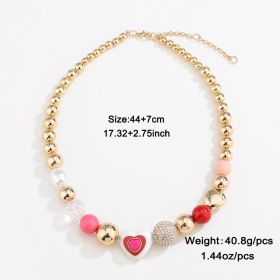 Fashion Original Design Heart Peach Pearl Combination Bracelet Suit (Option: DNXN04709color)