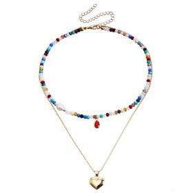 Bohemian Contrast Color Rice-shaped Beads Stringed Beads Multi-layer Necklace (Option: ZW682color)