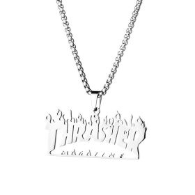 All-match Letter Hip-hop Necklace Trendy Street Pendant Accessories Pendant (Option: White)