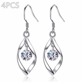 Zircon Reduction Silver Earrings (Option: Platinum-4PCS)