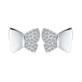 Korean Style Cute And Compact Butterfly Copper Plated Stud Earrings (Option: Black)