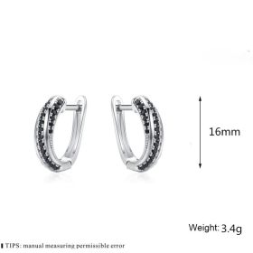 Copper Inlaid Zircon Women's Earrings Popular (Option: Black)