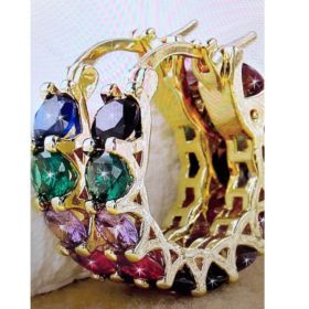 Fashion U-shaped  Earrings Full Zircon Rhinestones  Earrings (Option: TER40629 Color)