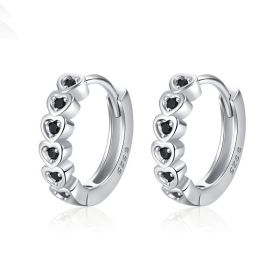 Copper Fashion Simple Small Love Two-color Women's Earrings (Option: Black)
