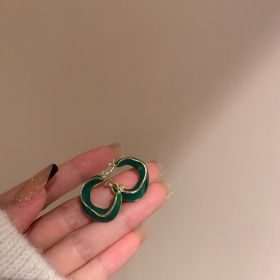 Dripping Glaze Geometric Irregular Round Earrings Candy Color (Option: Green)