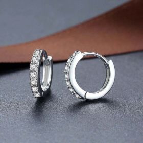 S925 Sterling Silver Needle Single Row Diamond Earrings For Women (Option: White Gold Color)