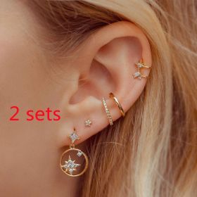 Romantic Star And Moon Series Popular Butterfly Earrings (Option: Gold 2set-G)