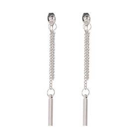 Women's Tassel Simple Stud Earrings (Option: 1pair-Silver)