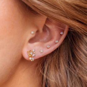 Romantic Star And Moon Series Popular Butterfly Earrings (Option: Gold-C)