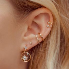 Romantic Star And Moon Series Popular Butterfly Earrings (Option: Gold-G)