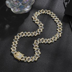 Diamond Men's Hip Hop Style Chunky Necklace (Option: Diamond Golden Blue 20inch)