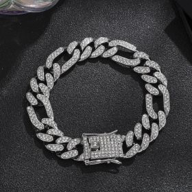 Diamond Men's Hip Hop Style Chunky Necklace (Option: Irregular Silver 8inch)