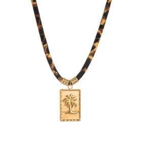 European And American Style Women's Jewelry Niche Geometric Pendant Design Leopard Print Rope Necklace (Option: Style1)
