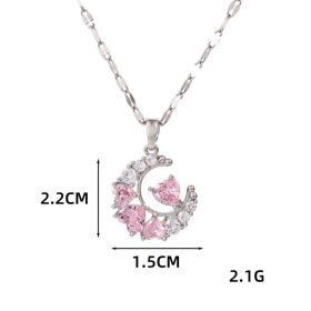 Women's Cute Dream Moon Necklace Versatile Design Jewelry (Option: Women-Pink)
