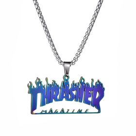 All-match Letter Hip-hop Necklace Trendy Street Pendant Accessories Pendant (Option: Blue)
