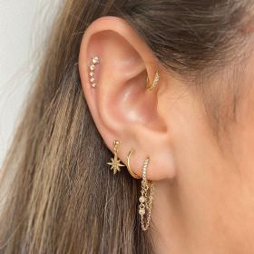 Romantic Star And Moon Series Popular Butterfly Earrings (Option: Gold-B)