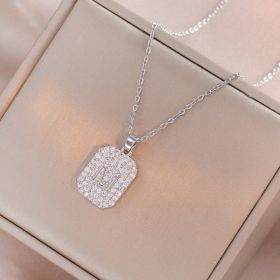 Japanese And Korean Style Niche Temperament Fashion M Letter Brand Pendant Titanium Steel Necklace (Option: X3613 Rigid Color)