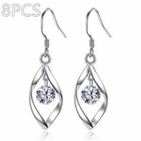 Zircon Reduction Silver Earrings (Option: Platinum-8PCS)