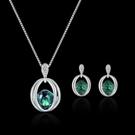 Women's Fashion Crystal Diamond Pendant Necklace Jewelry Birthday Gift (Option: Women-Green)