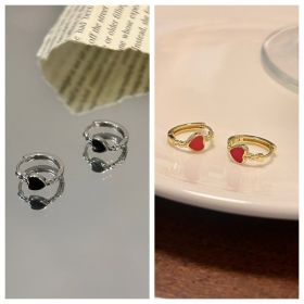 Black Love Heart Earrings Female Summer Ear Clip (Option: Suit)