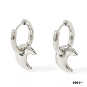 XINGX Earrings Stainless Steel Glossy Earrings (Option: PDE844 Silver)