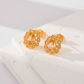 Fashion Multi-color Zircon Stud Earrings Female Accessories (Option: Champagne)