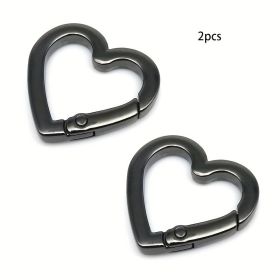 2pcs Spring Gate Heart Shape Ring Open Leather Bag Handbag Belt Strap Buckle Connecter Key Findings Pendant Snap Clip Trigger Hook (Option: Black)