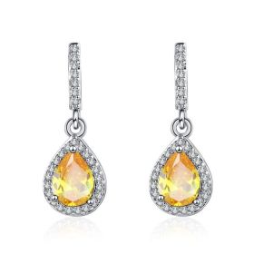 Fashion Drop Shape Ear Studs Micro Inlaid Zircon Earrings (Option: Yellow Diamond-White Gold Color)