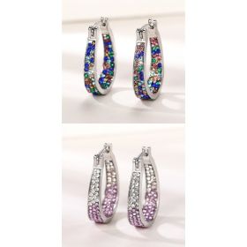 European And American Colorful Ear Clip Fashion Diamond Women's Earrings (Option: E302 andE2093)