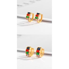 Fashion Multi-style Square Crystal Zircon Ornament Gold Plated Diamond Ear Ring (Option: EH037 and EH036)