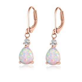 Simple Gold Plated Drop Shaped Earrings (Option: Red)