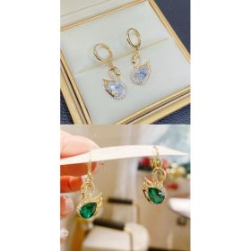 Sweet Rhinestone Swan Earrings Ins Fashion Earrings For Women Jewelry (Option: Suit)