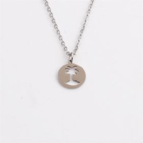 Titanium Steel Hollow Coconut Tree Pendant Neck Accessories Men (Option: SSN0150QZ Rigid Color)