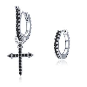 Creative Personality Trendy Inlaid Zircon Copper-plated Earrings (Option: Black)