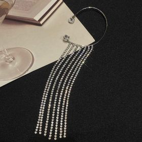 Fashionable And Simple Long Tassel Earrings (Option: Silver left)