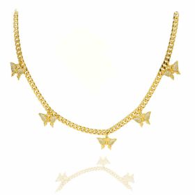 24K Gold Over Butterfly Design Jewelry, Micro-Inlaid Mossanite Women's Tennis Necklace, Effortless Grace For Her Delicate Neck (Option: Gold)