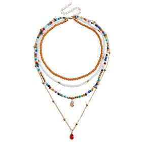 Bohemian Contrast Color Rice-shaped Beads Stringed Beads Multi-layer Necklace (Option: ZW201color)