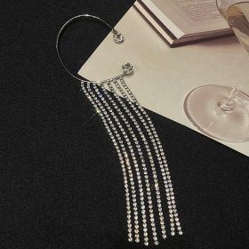 Fashionable And Simple Long Tassel Earrings (Option: Silver right)
