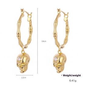 Punk Punk Skull Pendant Earrings (Option: Hoop Style)