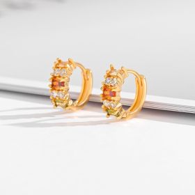 Fashion Multi-style Square Crystal Zircon Ornament Gold Plated Diamond Ear Ring (Option: EH018)