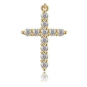 Fashion Jewelry Cross Full Diamond Crown Rotatable Necklace (Option: Cross pendant-1PC)