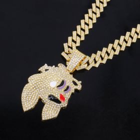 Jewelry Fashion Magic Hat Rabbit Head Pendant Necklace High-grade Cuban Chain (Option: Gold)