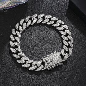 Diamond Men's Hip Hop Style Chunky Necklace (Option: Arc Silver 8inch)