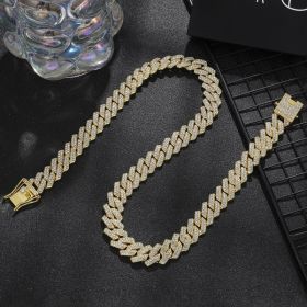 Diamond Men's Hip Hop Style Chunky Necklace (Option: Diamond Golden 20inch)