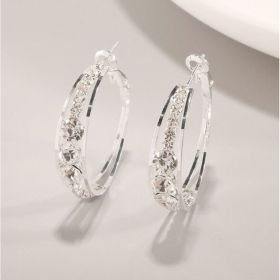 European And American Air Drill Mosaic Women's Earrings (Option: Silver)
