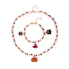 Halloween Ghost Pumpkin Necklace Horror Bracelet Necklace Jewelry (Option: D09441color-Halloween)