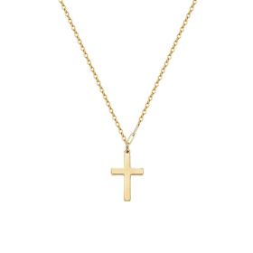 14K Gold Plated Small Cross Pendant Necklace For Women On 18 Inch Chain (Option: Golden)